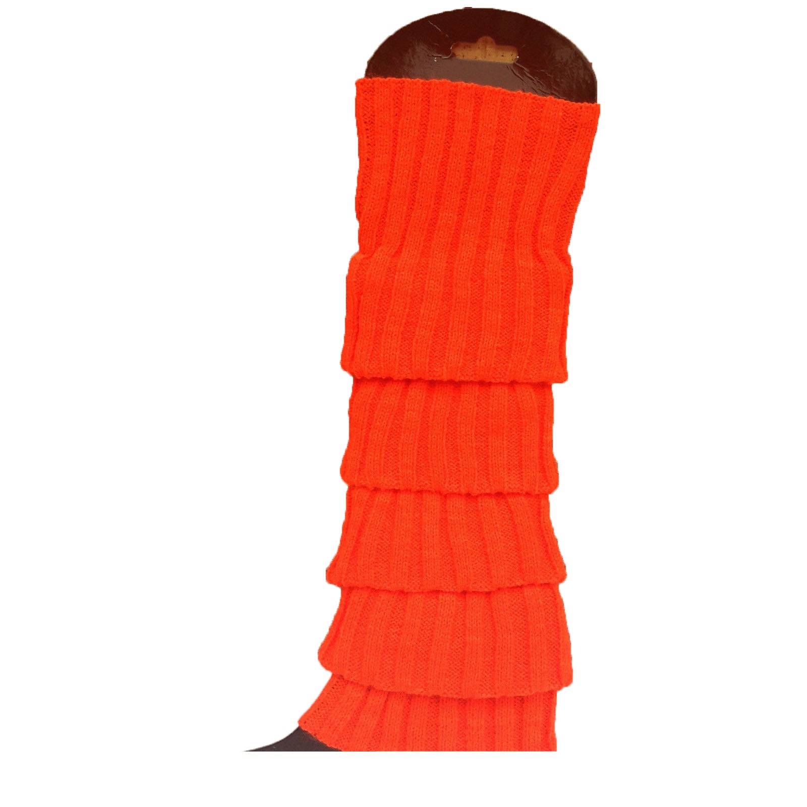 24x Womens Leg Warmers Disco Winter Knit Dance Party Crochet Legging Socks Costume - Orange V563-BR-24LEGWARMS-ORNG