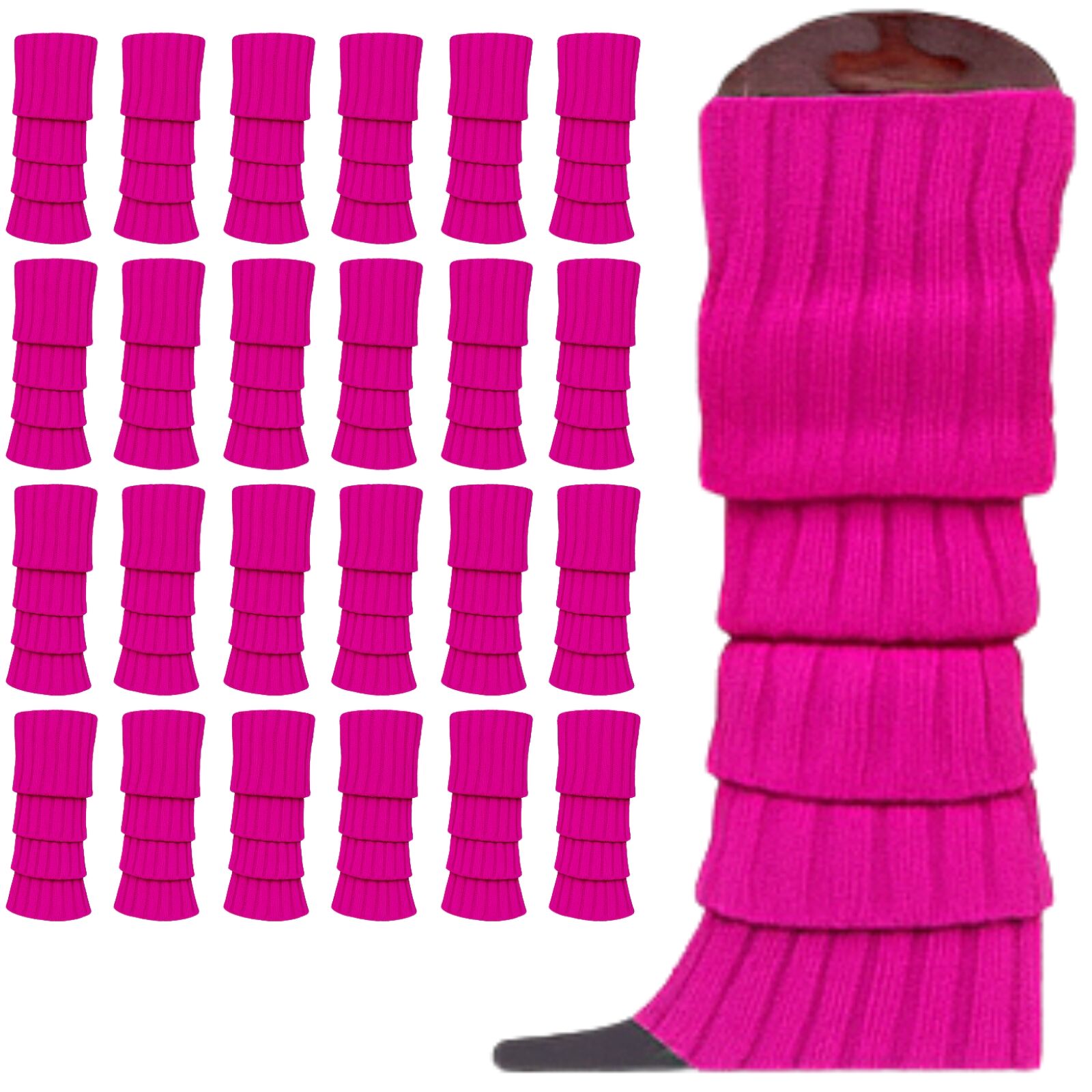 24x Womens Leg Warmers Disco Winter Knit Dance Party Crochet Legging Socks Costume - Purple V563-BR-24LEGWARMS-PUR