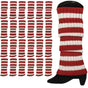 24x Womens Leg Warmers Disco Winter Knit Dance Party Crochet Legging Socks Costume - Red/White Stripe V563-BR-24LEGWARMS-REDWHTSTR