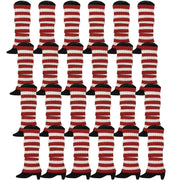 24x Womens Leg Warmers Disco Winter Knit Dance Party Crochet Legging Socks Costume - Red/White Stripe V563-BR-24LEGWARMS-REDWHTSTR