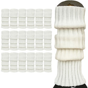 24x Womens Leg Warmers Disco Winter Knit Dance Party Crochet Legging Socks Costume - White V563-BR-24LEGWARMS-WHT