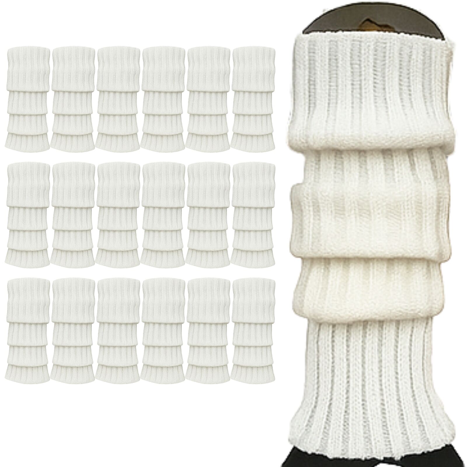 24x Womens Leg Warmers Disco Winter Knit Dance Party Crochet Legging Socks Costume - White V563-BR-24LEGWARMS-WHT
