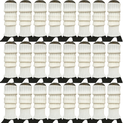 24x Womens Leg Warmers Disco Winter Knit Dance Party Crochet Legging Socks Costume - White V563-BR-24LEGWARMS-WHT