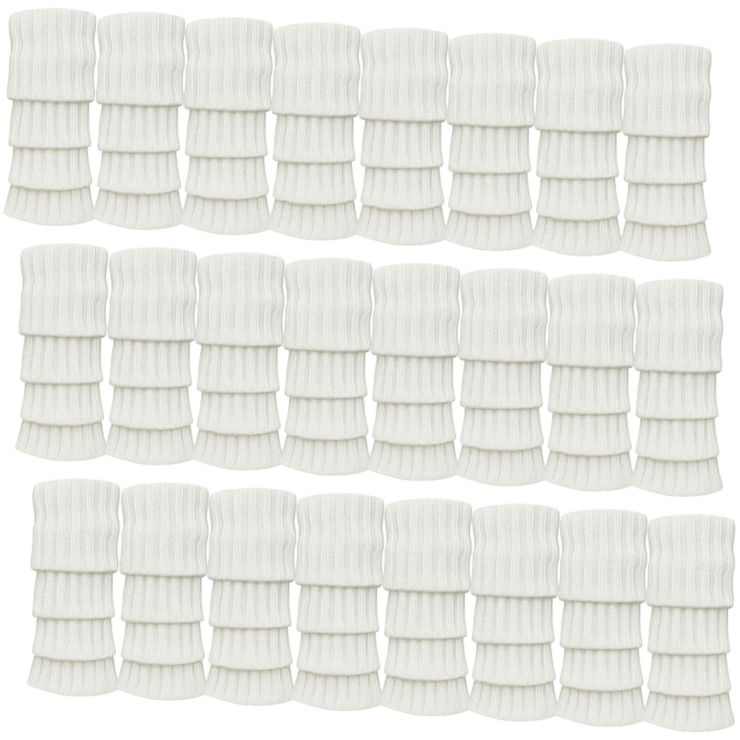 24x Womens Leg Warmers Disco Winter Knit Dance Party Crochet Legging Socks Costume - White V563-BR-24LEGWARMS-WHT