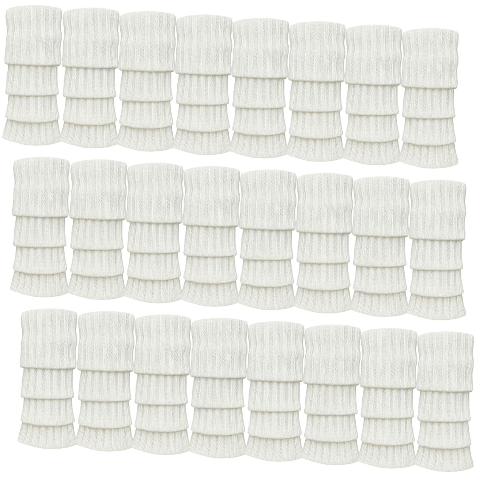 24x Womens Leg Warmers Disco Winter Knit Dance Party Crochet Legging Socks Costume - White V563-BR-24LEGWARMS-WHT
