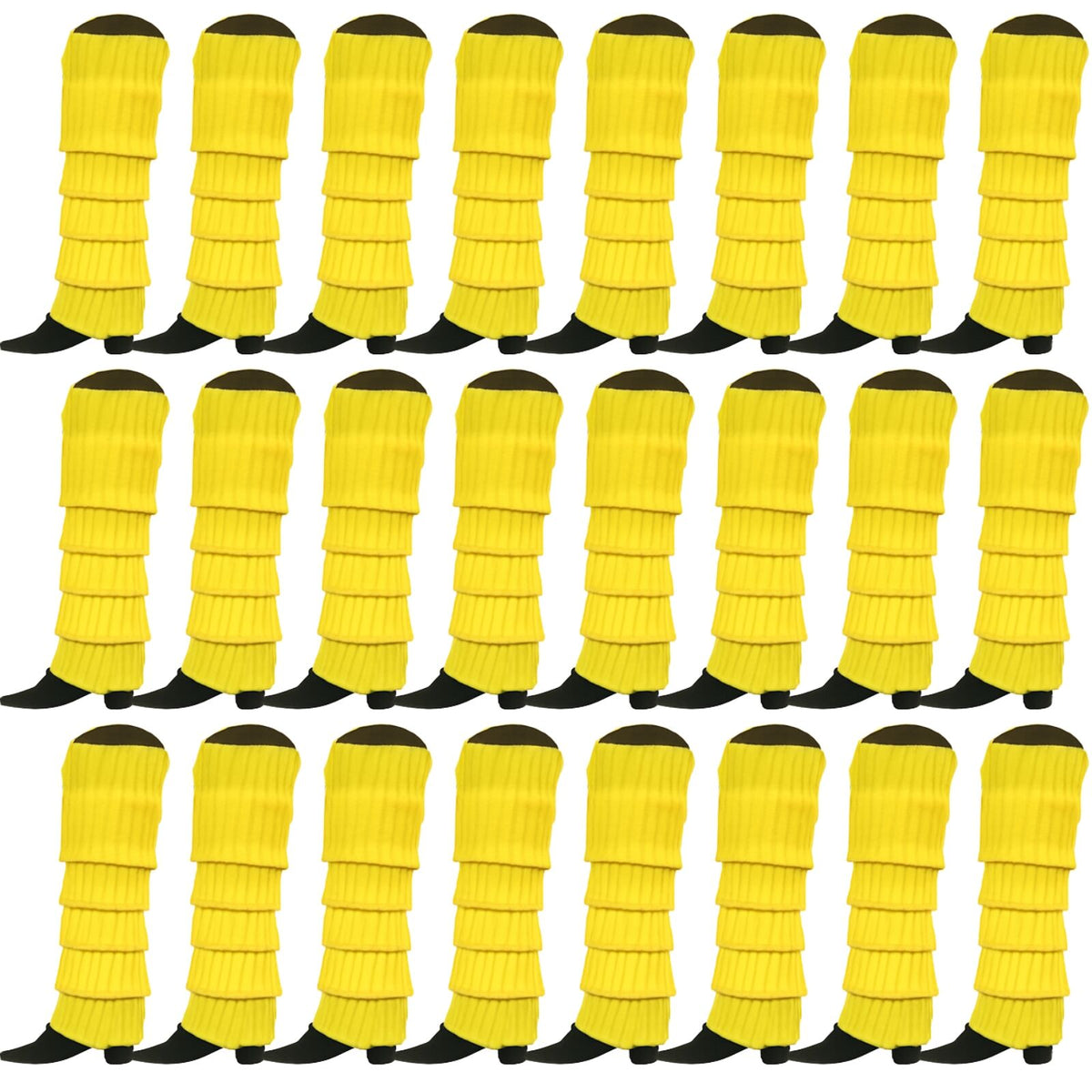 24x Womens Leg Warmers Disco Winter Knit Dance Party Crochet Legging Socks Costume - Yellow V563-BR-24LEGWARMS-YLW