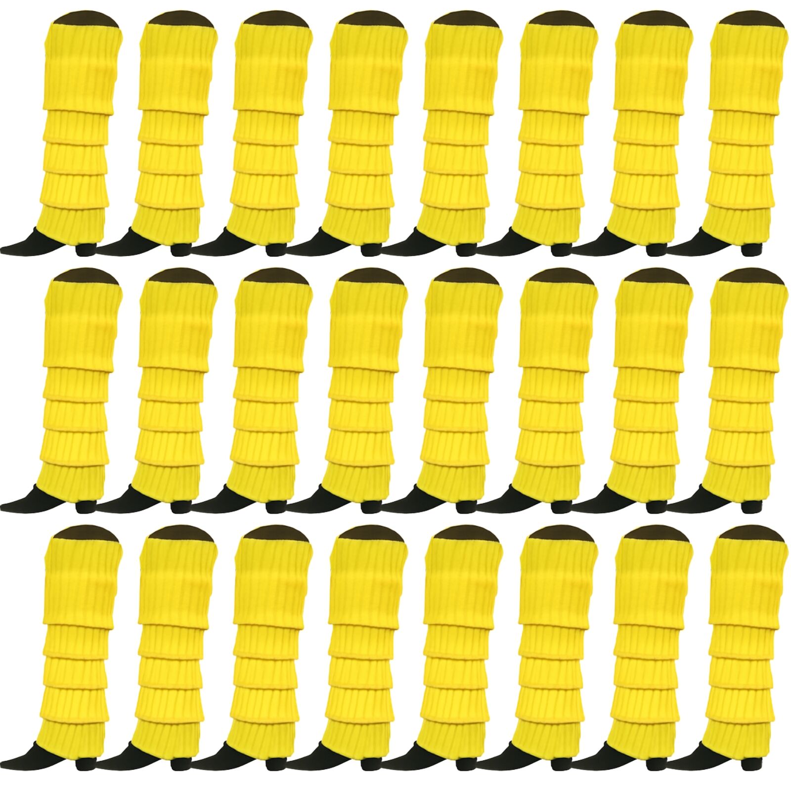 24x Womens Leg Warmers Disco Winter Knit Dance Party Crochet Legging Socks Costume - Yellow V563-BR-24LEGWARMS-YLW