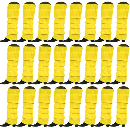 24x Womens Leg Warmers Disco Winter Knit Dance Party Crochet Legging Socks Costume - Yellow V563-BR-24LEGWARMS-YLW