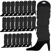 24 LEG WARMERS Knitted Womens Neon Party Knit Ankle Fluro Dance Costume 80s BULK - Black V563-BR-24NNLEGWRMR-BLK