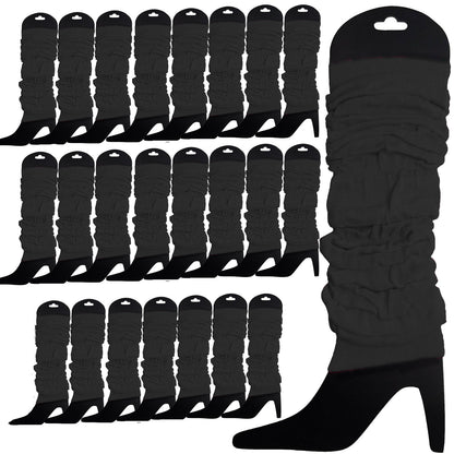 24 LEG WARMERS Knitted Womens Neon Party Knit Ankle Fluro Dance Costume 80s BULK - Black V563-BR-24NNLEGWRMR-BLK