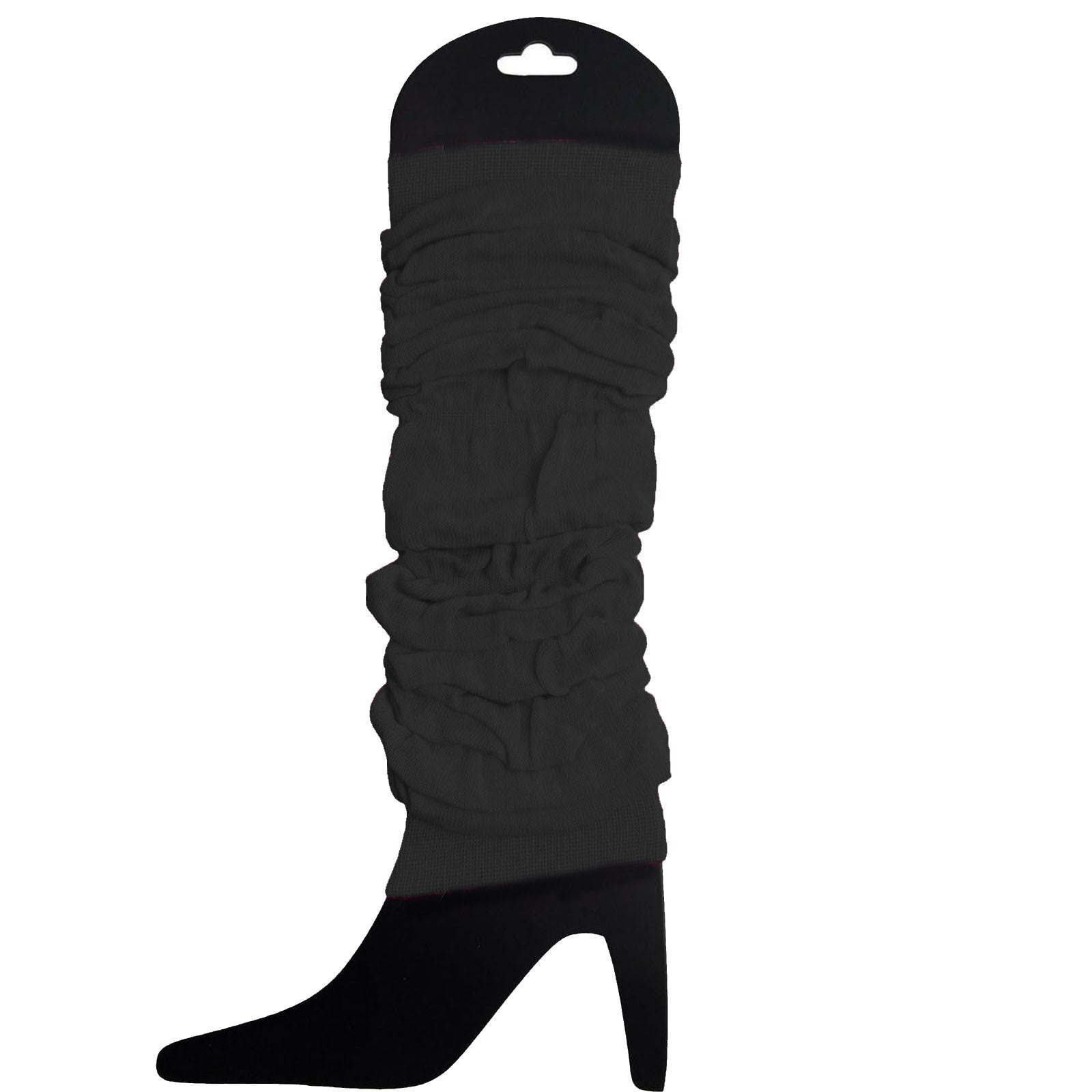 24 LEG WARMERS Knitted Womens Neon Party Knit Ankle Fluro Dance Costume 80s BULK - Black V563-BR-24NNLEGWRMR-BLK