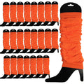 24 LEG WARMERS Knitted Womens Neon Party Knit Ankle Fluro Dance Costume 80s BULK - Fluro Orange V563-BR-24NNLEGWRMR-FLUORNG