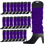 24 LEG WARMERS Knitted Womens Neon Party Knit Ankle Fluro Dance Costume 80s BULK - Purple V563-BR-24NNLEGWRMR-PUR