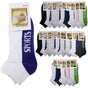 24x COTTON ANKLE SOCKS Sport Cushion Foot Low Cut Running - Assorted Colours Bulk - 2-8 V563-BR-24SOX-ASSTDCLRP-2-8