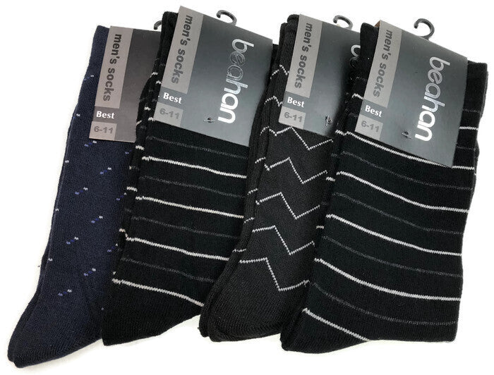 2 Pairs COTTON BUSINESS SOCKS Mens Dress Crew Plain Work Casual - Assorted - 6-11 V563-BR-2CBSOCK-ASST-6-11
