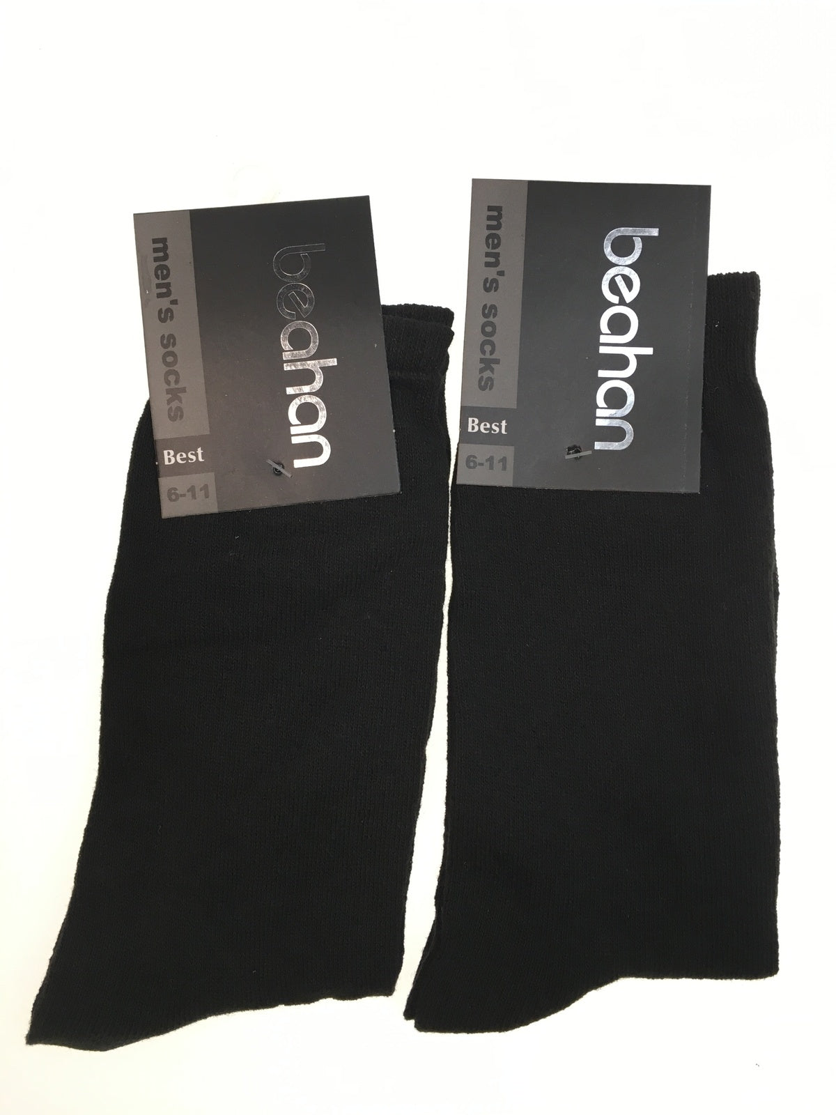 2 Pairs COTTON BUSINESS SOCKS Mens Dress Crew Plain Work Casual - Black - 6-11 V563-BR-2CBSOCK-BLK-6-11