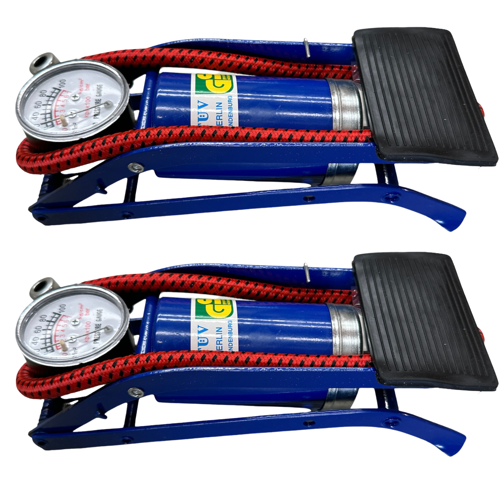 2x HIGH PRESSURE FOOT PUMP Ball Bicycle Motorbike Car Tire Inflator Tyre Air V563-BR-2HPFOTPUMP