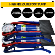 2x HIGH PRESSURE FOOT PUMP Ball Bicycle Motorbike Car Tire Inflator Tyre Air V563-BR-2HPFOTPUMP