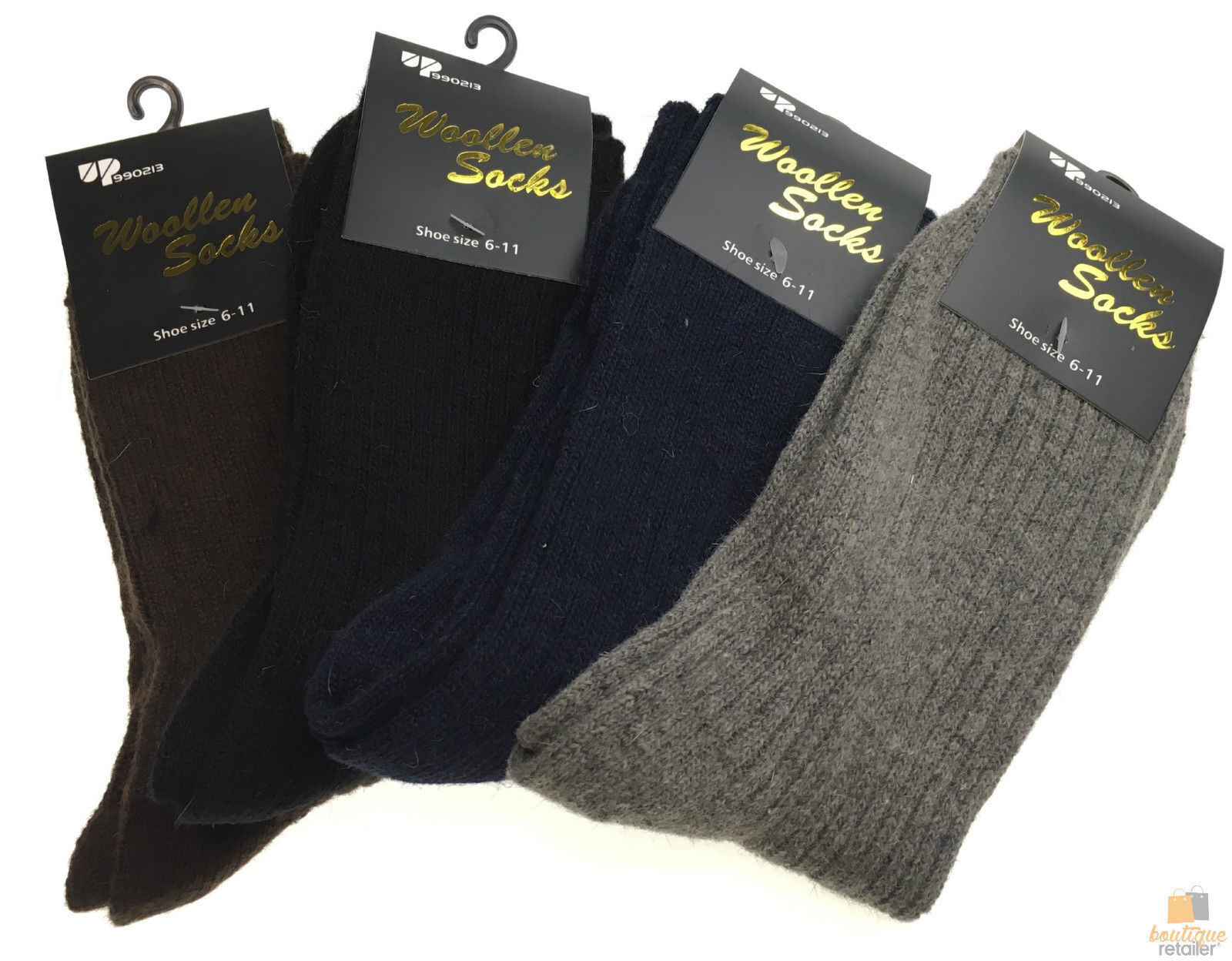2 Pairs WOOL BLEND SOCKS Mens Soft Dress Thick Work Thermal Warm Cushion Foot - 6-11 V563-BR-2WLBLDSOX-SIZE6-11