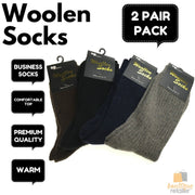 2 Pairs WOOL BLEND SOCKS Mens Soft Dress Thick Work Thermal Warm Cushion Foot - 6-11 V563-BR-2WLBLDSOX-SIZE6-11