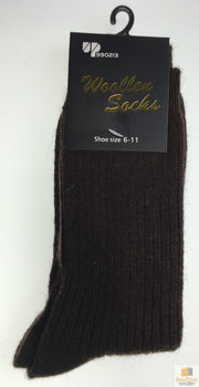 2 Pairs WOOL BLEND SOCKS Mens Soft Dress Thick Work Thermal Warm Cushion Foot - 6-11 V563-BR-2WLBLDSOX-SIZE6-11