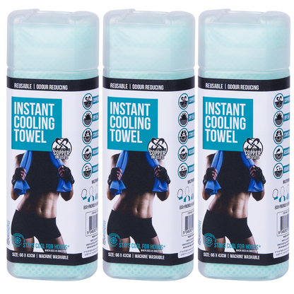 3x INSTANT COOLING TOWEL UPF 50+ Ice Cold Sport Sweat Absorbing Leisure 66x43 V563-BR-3COOLINGTOW-66-43