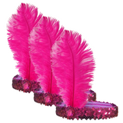 3x 1920s FLAPPER HEADBAND Headpiece Feather Sequin Charleston Costume Gatsby - Hot Pink V563-BR-3FLAPPERHDBND-HTPNK