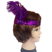 3x 1920s FLAPPER HEADBAND Headpiece Feather Sequin Charleston Costume Gatsby - Purple V563-BR-3FLAPPERHDBND-PUR