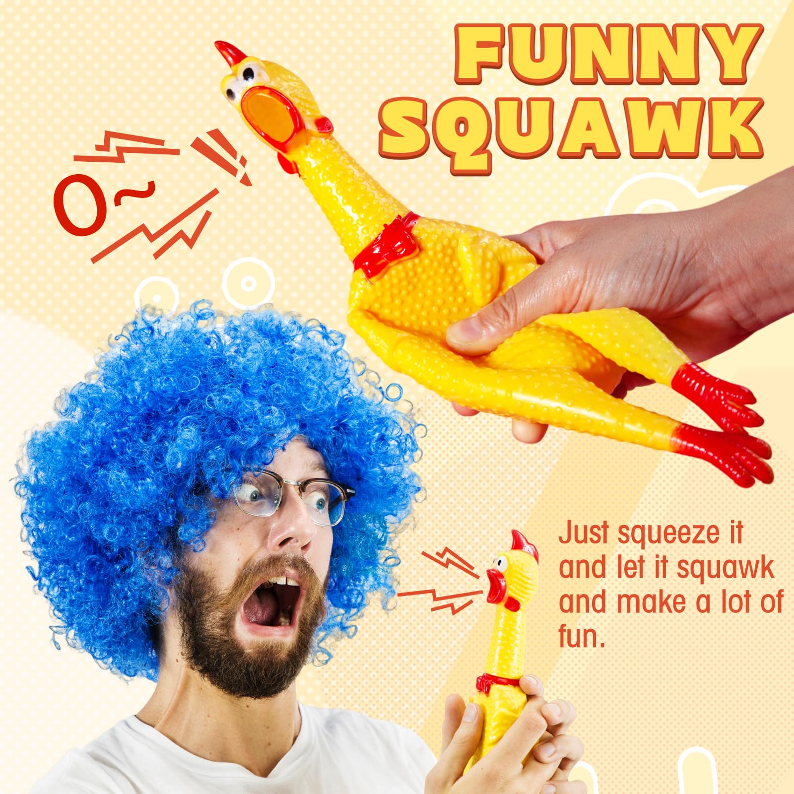 3x SHRILLING CHICKEN Dog Chew Screaming Toy Squeeze Sound Funny Rubber Pet V563-BR-3SCHICK-DOGCHEW