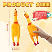 3x SHRILLING CHICKEN Dog Chew Screaming Toy Squeeze Sound Funny Rubber Pet V563-BR-3SCHICK-DOGCHEW