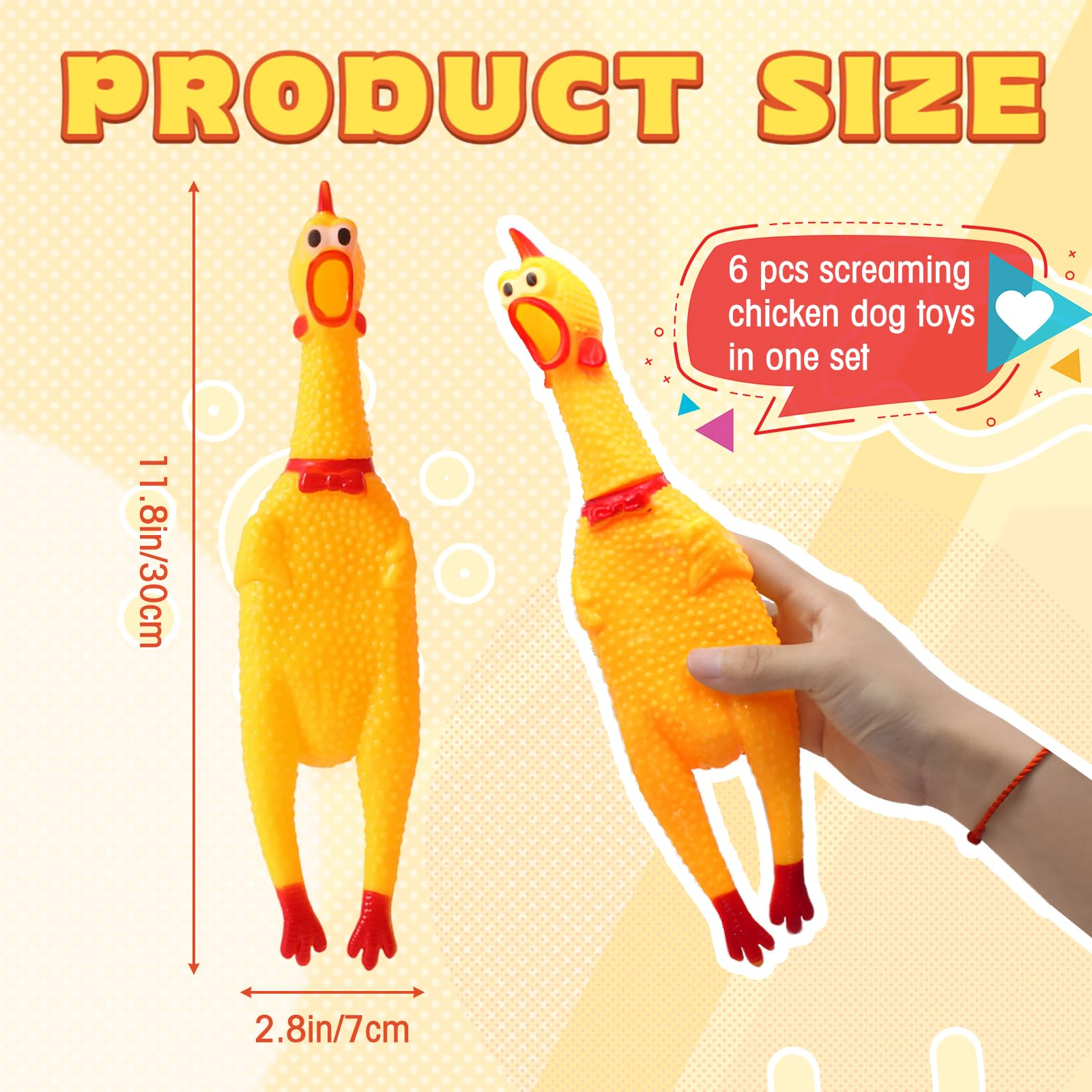 3x SHRILLING CHICKEN Dog Chew Screaming Toy Squeeze Sound Funny Rubber Pet V563-BR-3SCHICK-DOGCHEW