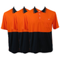 3x HI VIS Polo Shirt Top Tee Safety Workwear Short Sleeve Breathable Mesh BULK - Orange/Navy - M (16) V563-BR-3WRKPOLO-ORNGNAVY-M