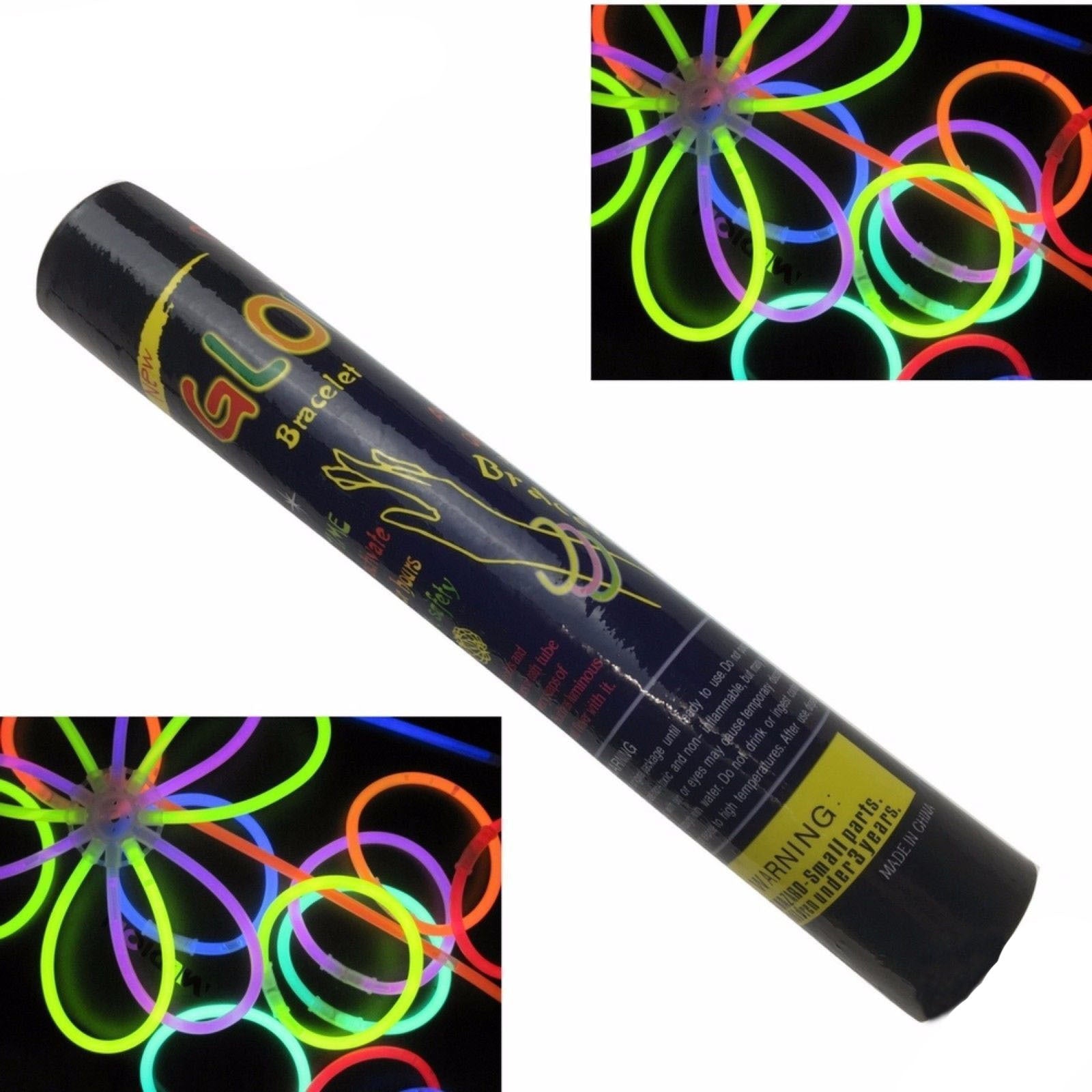 50 GLOW STICKS Party Light Glow In The Dark Rave NECKLACE Disco Bulk V563-BR-50GLWSTKS