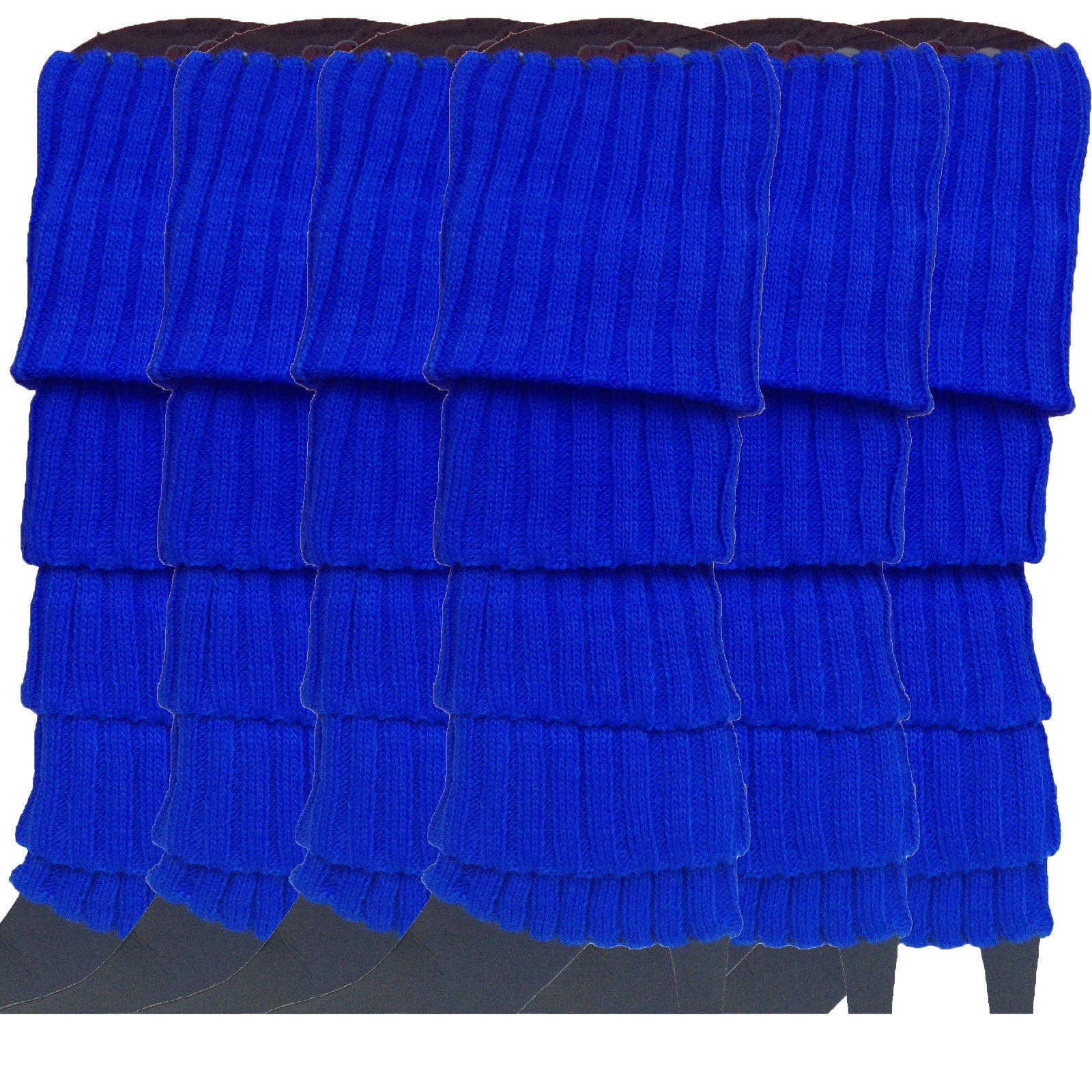 6x Womens Leg Warmers Disco Winter Knit Dance Party Crochet Legging Socks Costume - Blue V563-BR-6LEGWARMRS-BLU