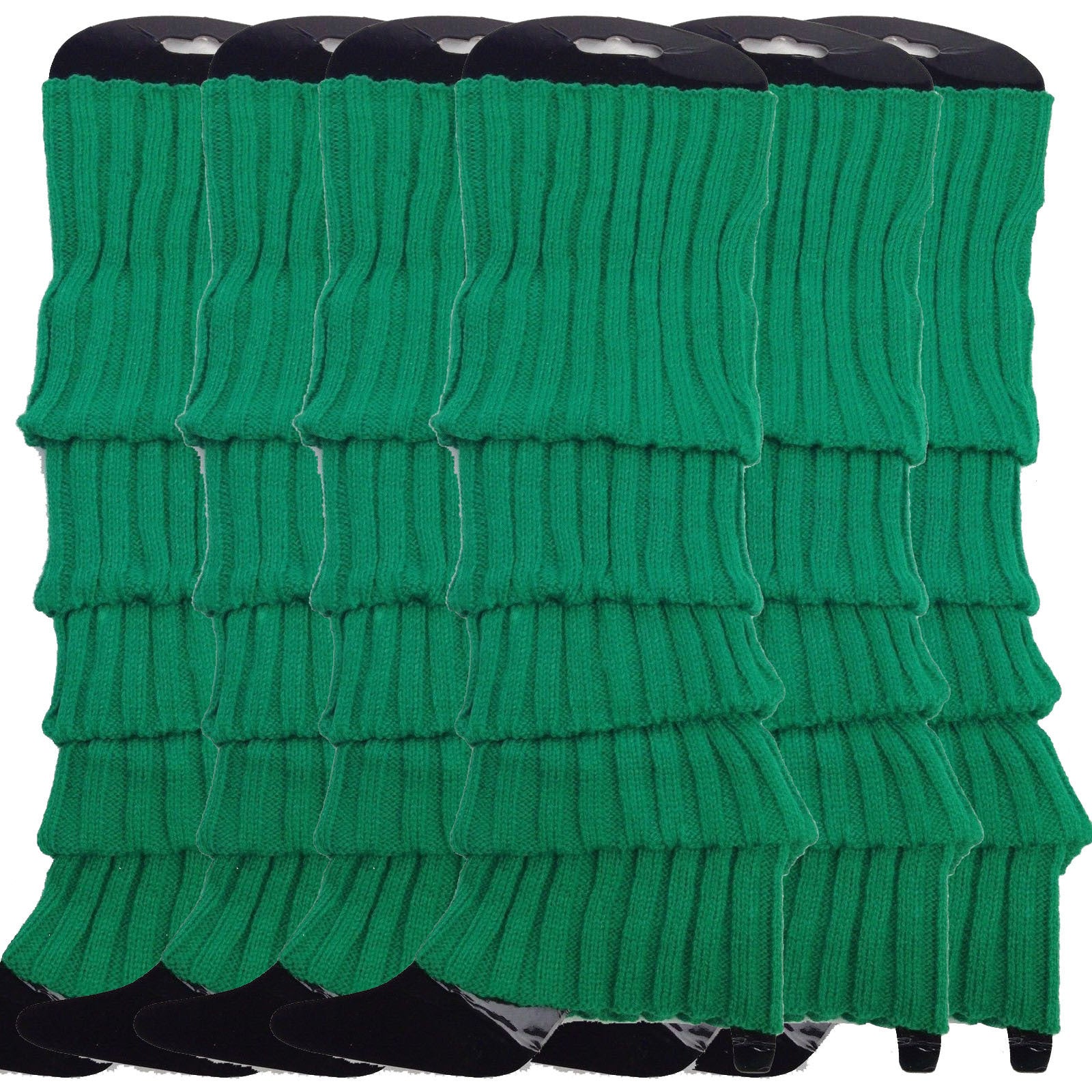 6x Womens Leg Warmers Disco Winter Knit Dance Party Crochet Legging Socks Costume - Green V563-BR-6LEGWARMRS-GRN