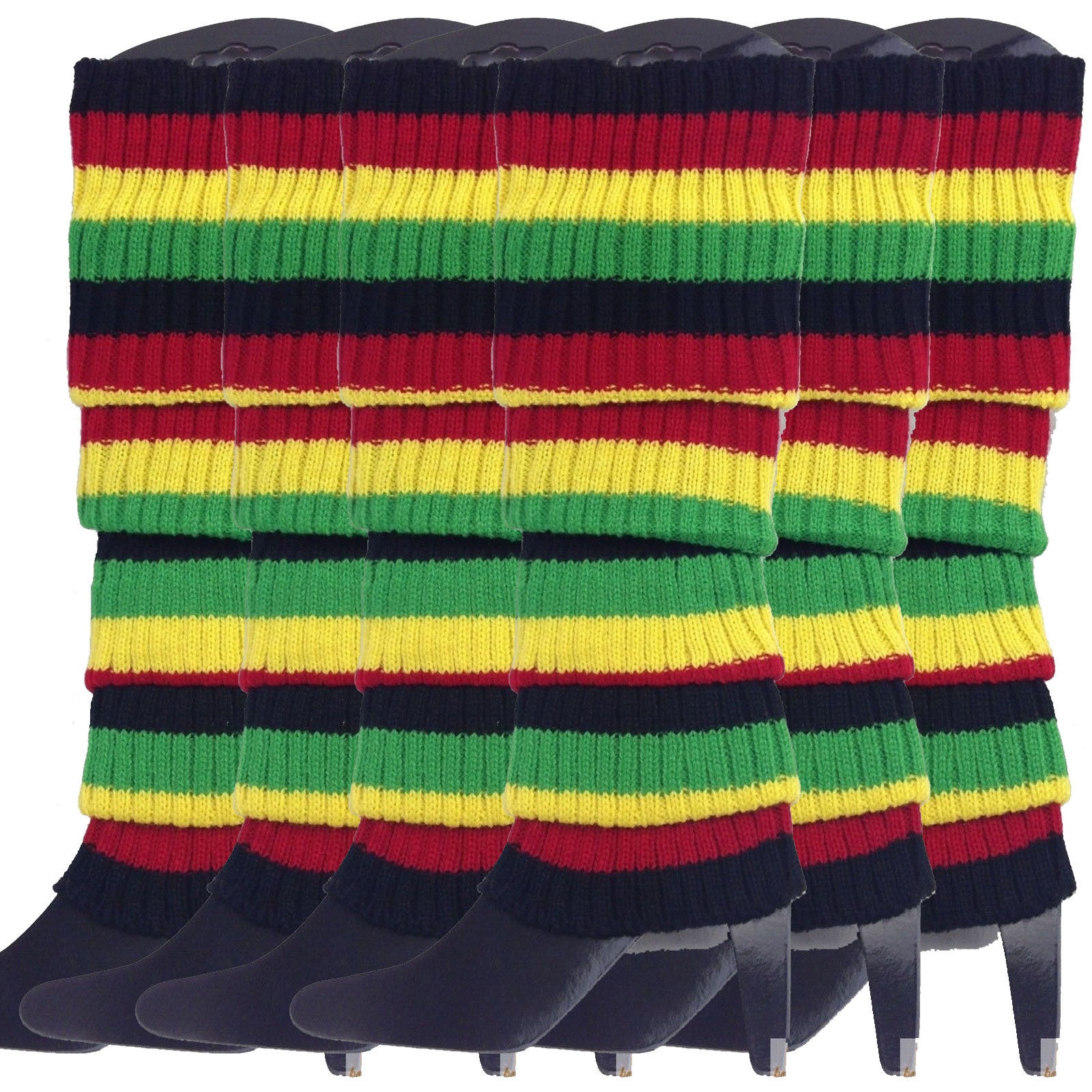 6x Womens Leg Warmers Disco Winter Knit Dance Party Crochet Legging Socks Costume - Indigenous Colours V563-BR-6LEGWARMRS-INDGCLR