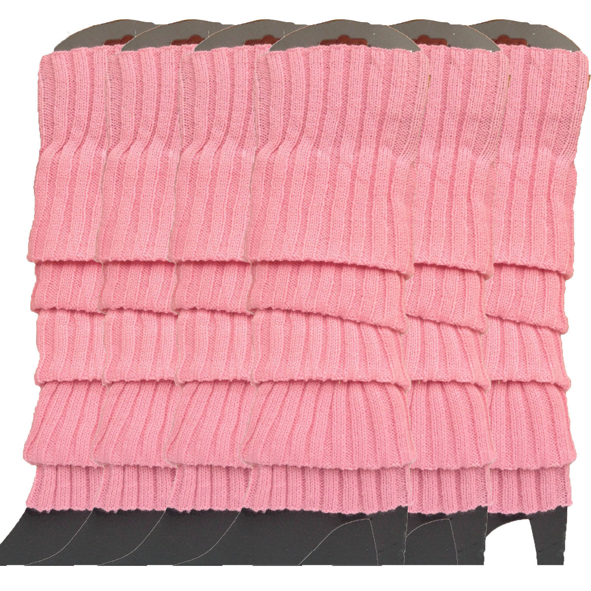 6x Womens Leg Warmers Disco Winter Knit Dance Party Crochet Legging Socks Costume - Light Pink V563-BR-6LEGWARMRS-LHTPNK
