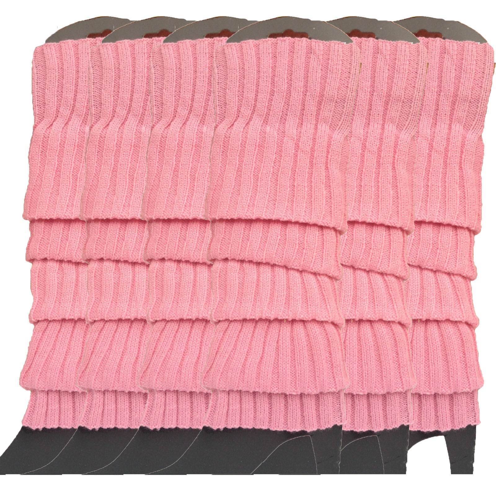 6x Womens Leg Warmers Disco Winter Knit Dance Party Crochet Legging Socks Costume - Light Pink V563-BR-6LEGWARMRS-LHTPNK