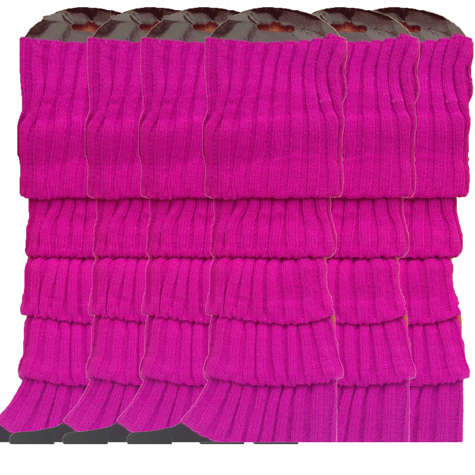 6x Womens Leg Warmers Disco Winter Knit Dance Party Crochet Legging Socks Costume - Purple V563-BR-6LEGWARMRS-PUR