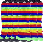 6x Womens Leg Warmers Disco Winter Knit Dance Party Crochet Legging Socks Costume - Rainbow V563-BR-6LEGWARMRS-RNBW