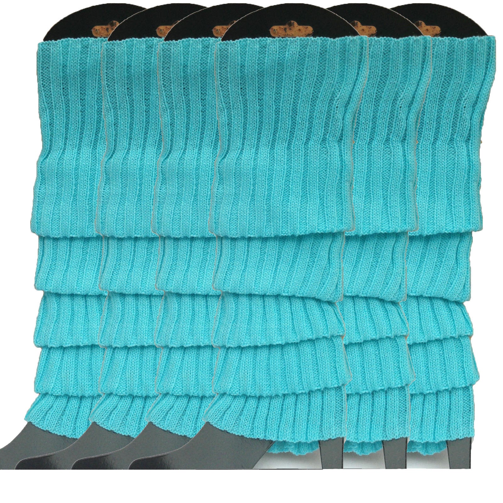 6x Womens Leg Warmers Disco Winter Knit Dance Party Crochet Legging Socks Costume - Sky Blue V563-BR-6LEGWARMRS-SKYBLU