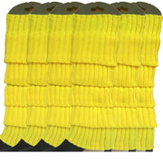 6x Womens Leg Warmers Disco Winter Knit Dance Party Crochet Legging Socks Costume - Yellow V563-BR-6LEGWARMRS-YLW