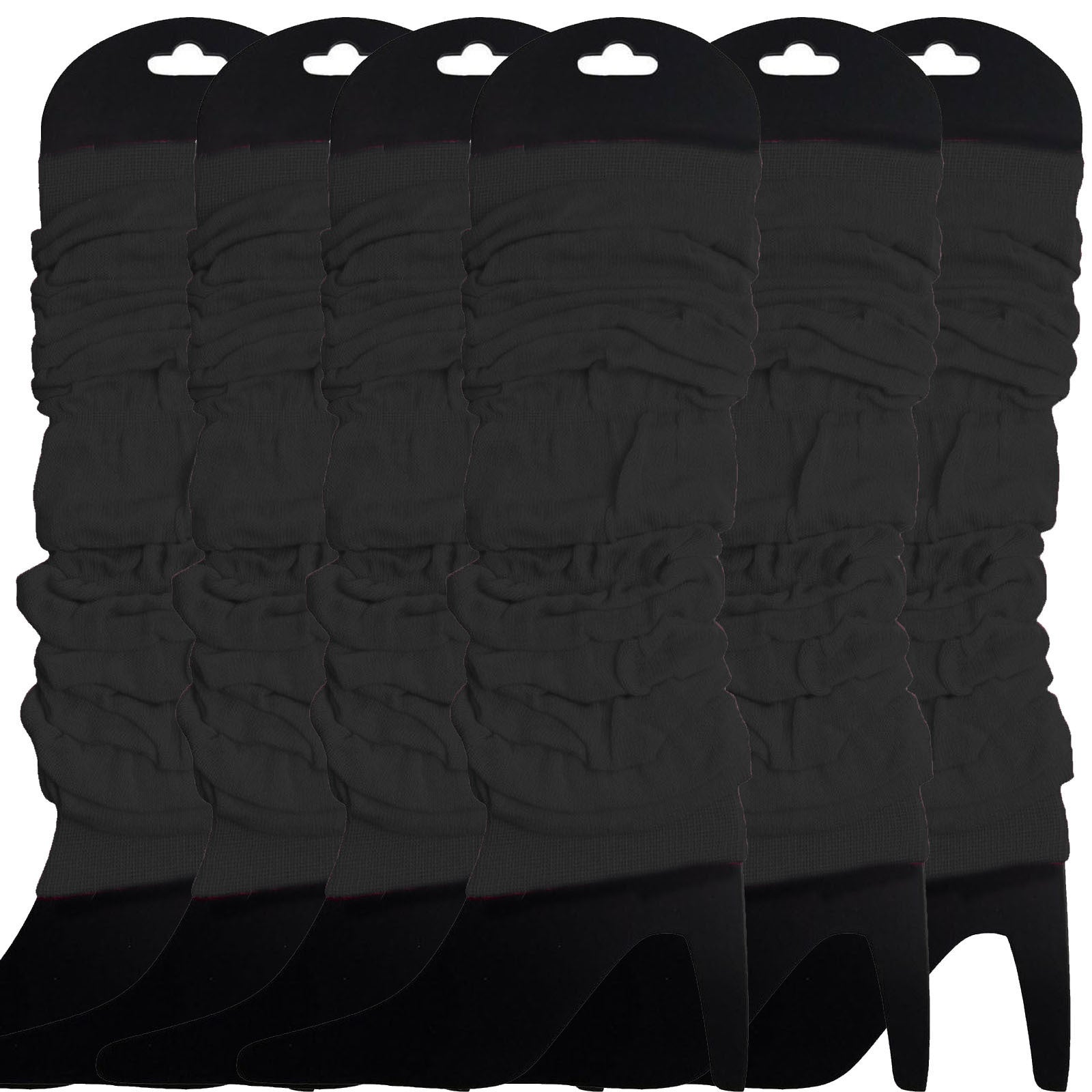6x LEG WARMERS Knitted Womens Neon Party Knit Ankle Fluro Dance Costume 80s BULK - Black V563-BR-6NNLEGWRMR-BLK