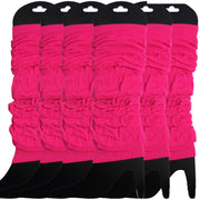 6x LEG WARMERS Knitted Womens Neon Party Knit Ankle Fluro Dance Costume 80s BULK - Fluro Hot Pink V563-BR-6NNLEGWRMR-FLUHTPNK