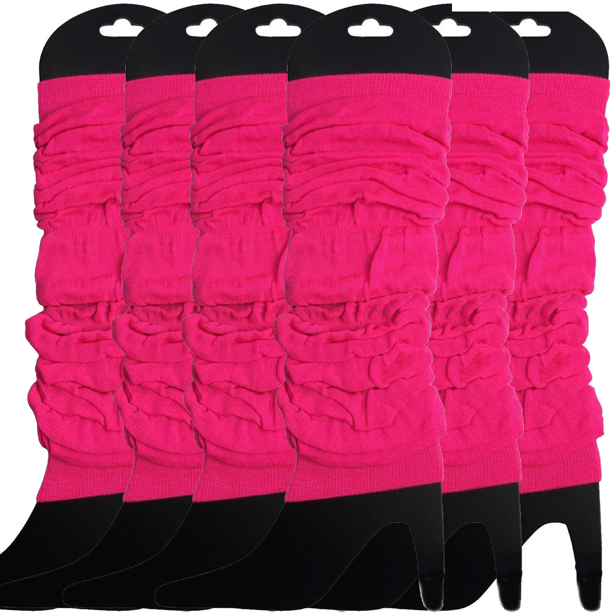 6x LEG WARMERS Knitted Womens Neon Party Knit Ankle Fluro Dance Costume 80s BULK - Fluro Hot Pink V563-BR-6NNLEGWRMR-FLUHTPNK