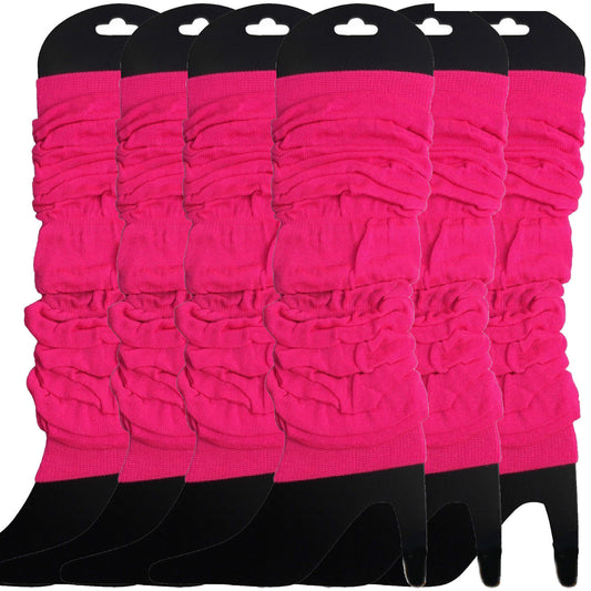 6x LEG WARMERS Knitted Womens Neon Party Knit Ankle Fluro Dance Costume 80s BULK - Fluro Hot Pink V563-BR-6NNLEGWRMR-FLUHTPNK