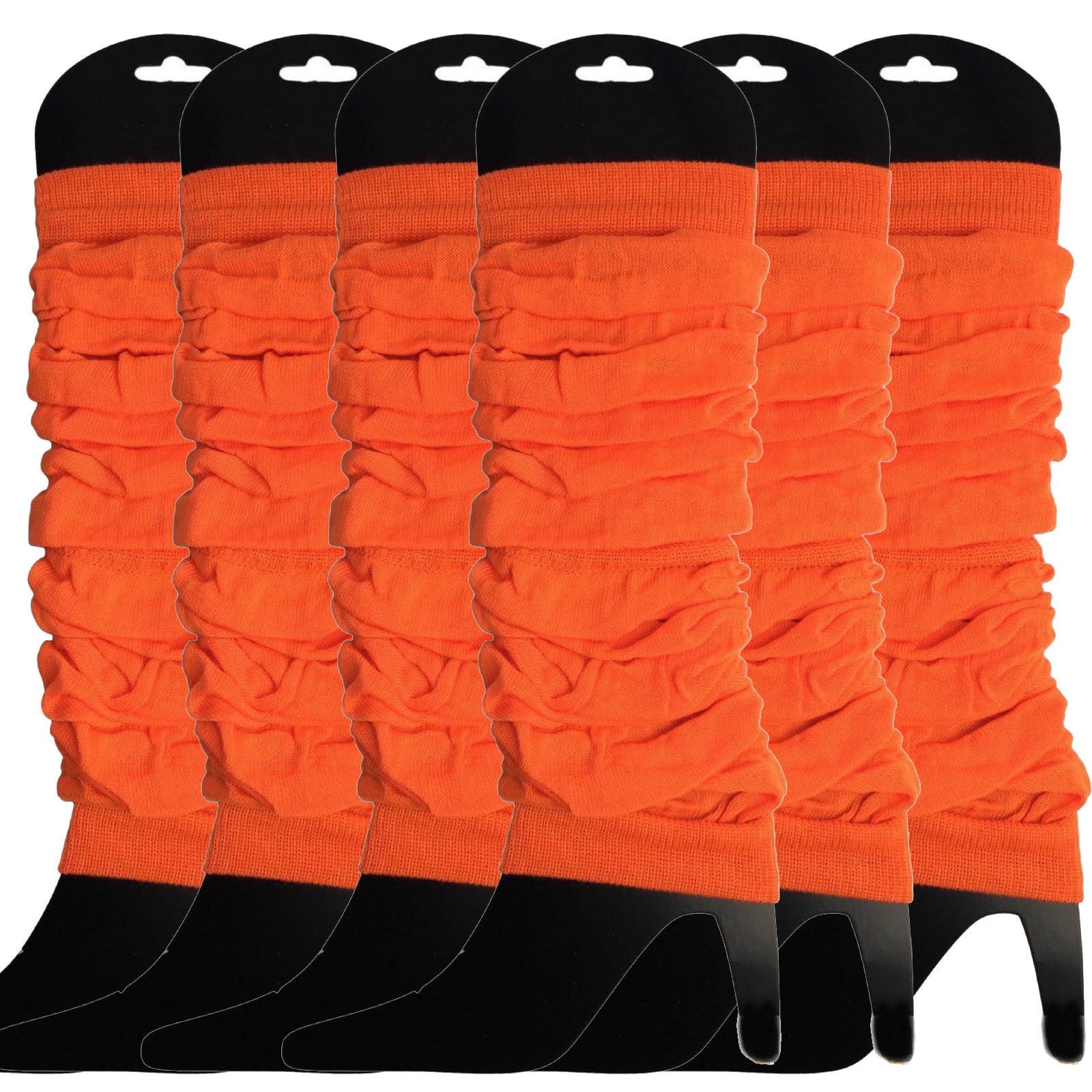 6x LEG WARMERS Knitted Womens Neon Party Knit Ankle Fluro Dance Costume 80s BULK - Fluro Orange V563-BR-6NNLEGWRMR-FLUORNG