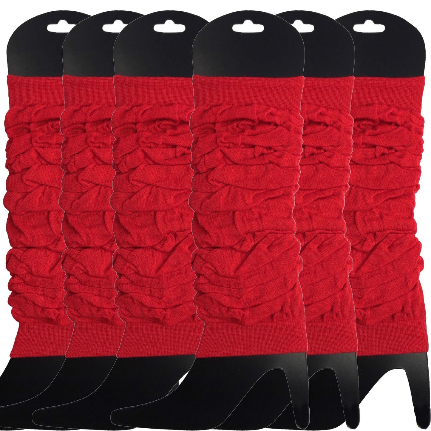 6x LEG WARMERS Knitted Womens Neon Party Knit Ankle Fluro Dance Costume 80s BULK - Red V563-BR-6NNLEGWRMR-RED