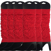 6x LEG WARMERS Knitted Womens Neon Party Knit Ankle Fluro Dance Costume 80s BULK - Red V563-BR-6NNLEGWRMR-RED