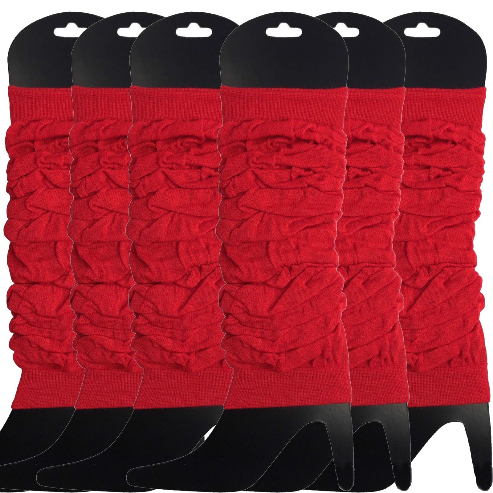 6x LEG WARMERS Knitted Womens Neon Party Knit Ankle Fluro Dance Costume 80s BULK - Red V563-BR-6NNLEGWRMR-RED